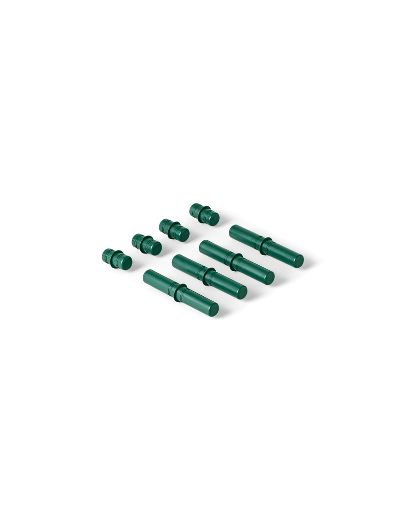 MODU connector pegs in Forest Green. Life-sized building toy for open-ended active play