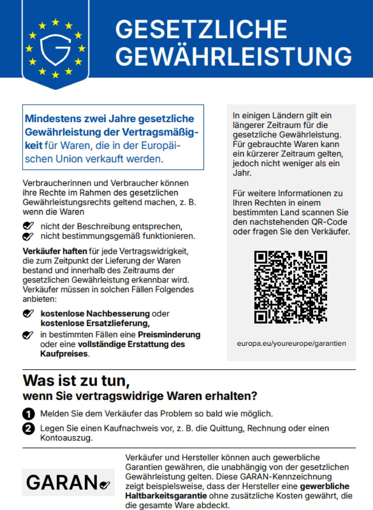 100 Tage Rückgaberecht / 2 Jahre Garantie