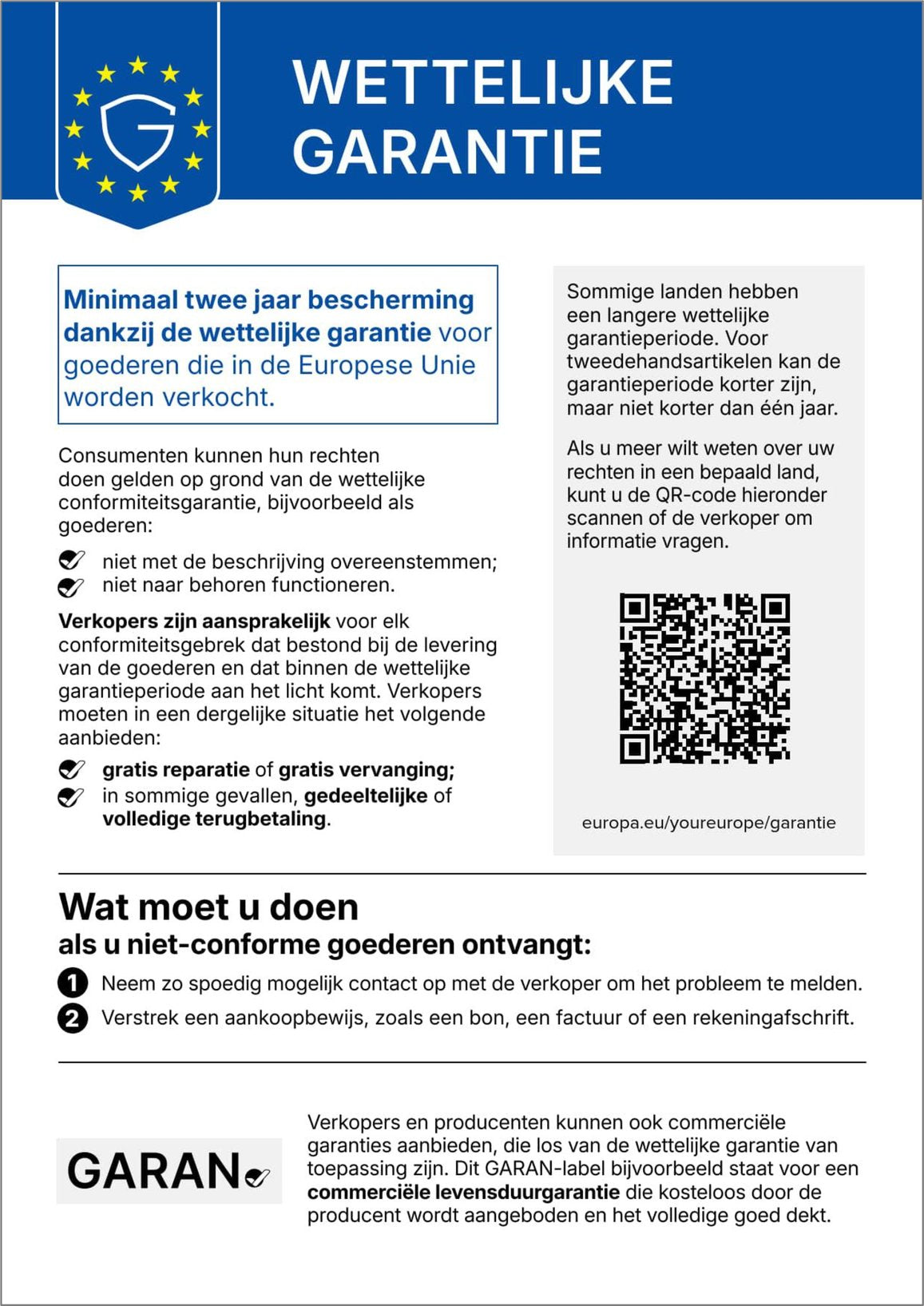 100 dagen bedenktijd  /  2 jaar garantie