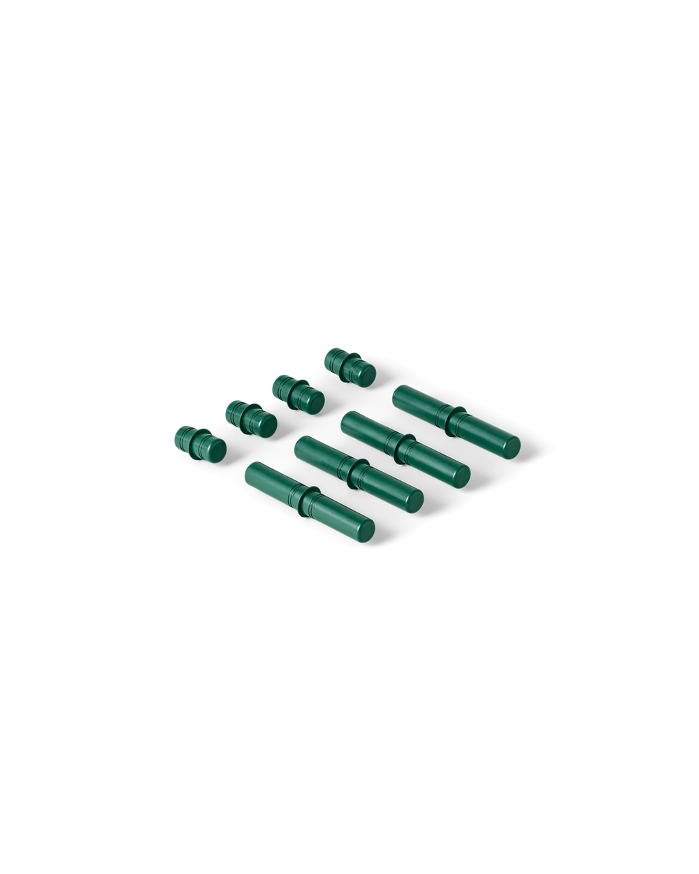 MODU connector pegs in Forest Green. Life-sized building toy for open-ended active play