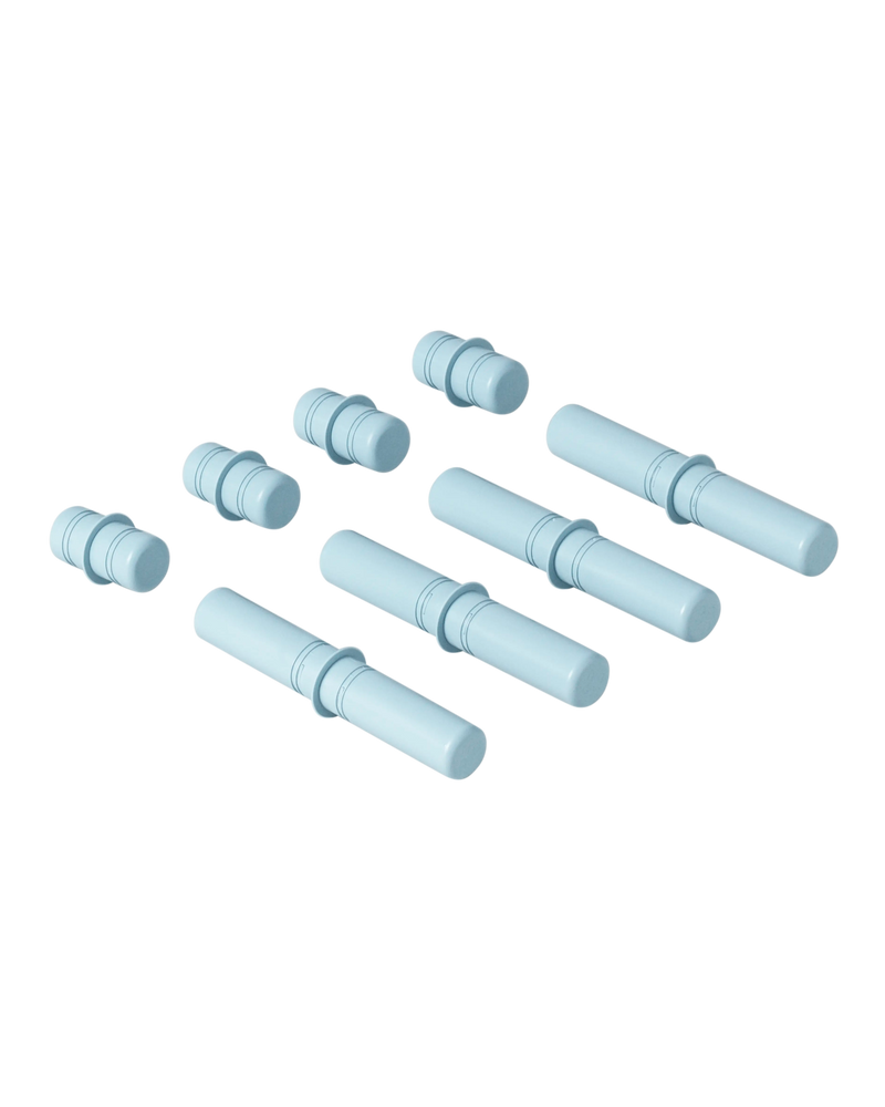 MODU connector pegs in Sky Blue. Life-sized building toy for open-ended active play