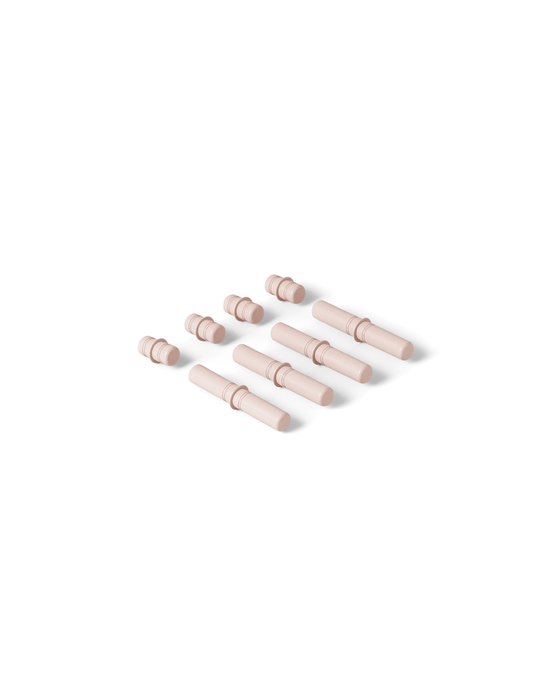 MODU connector pegs in Soft Rose. Life-sized building toy for open-ended active play