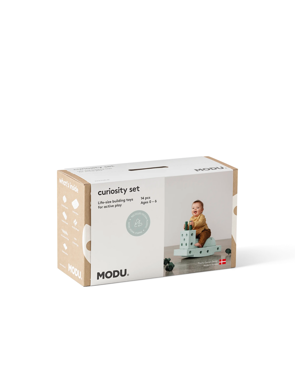MODU Curiosity Set in Ocean Mint Forest Green. Life-sized building toy. Encourages motor skill development.