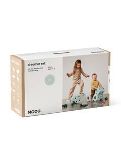 MODU Dreamer Set in Ocean Mint Forest Green. Life-sized building toy for active play.