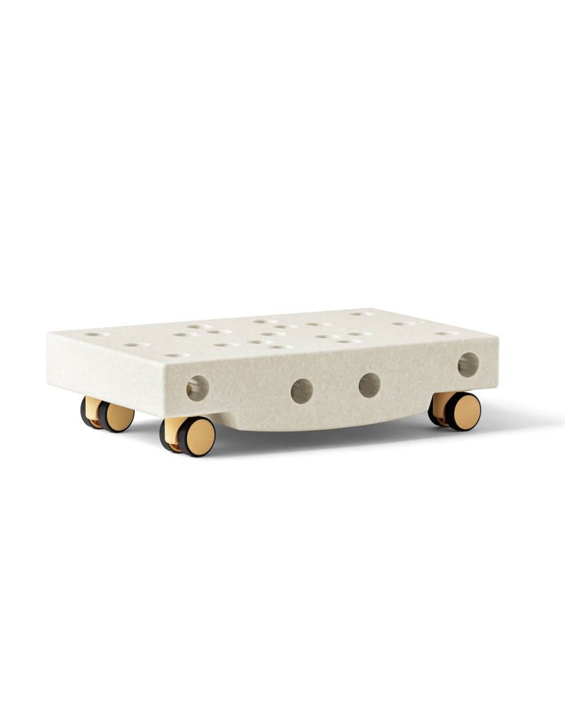 MODU Scooter Board in Sand Grey Honey Yellow. Encourages motor skill development. Use for tummy time or as a balance board.