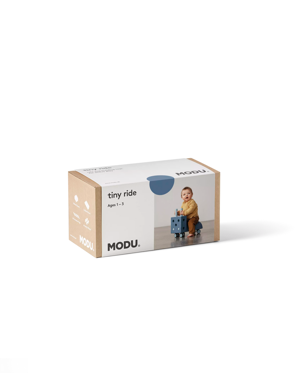 MODU Tiny Ride in Deep Blue Sky Blue packaging.
